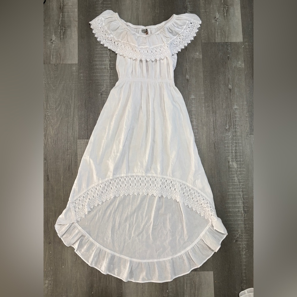 Blanco 100% Cotton Off The Shoulder High Low Maxi Dress